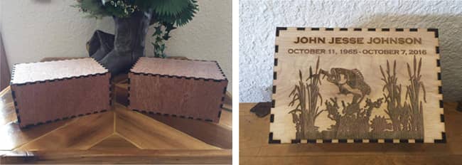 laser engraved wood urns