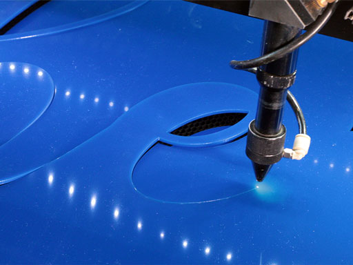 laser cutting blue acrylic