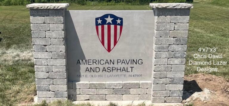 AP Lazer Engraved 7' Business Monumental Signage.