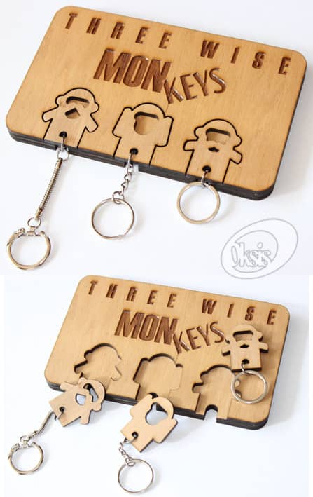 Wood cut monkey holder